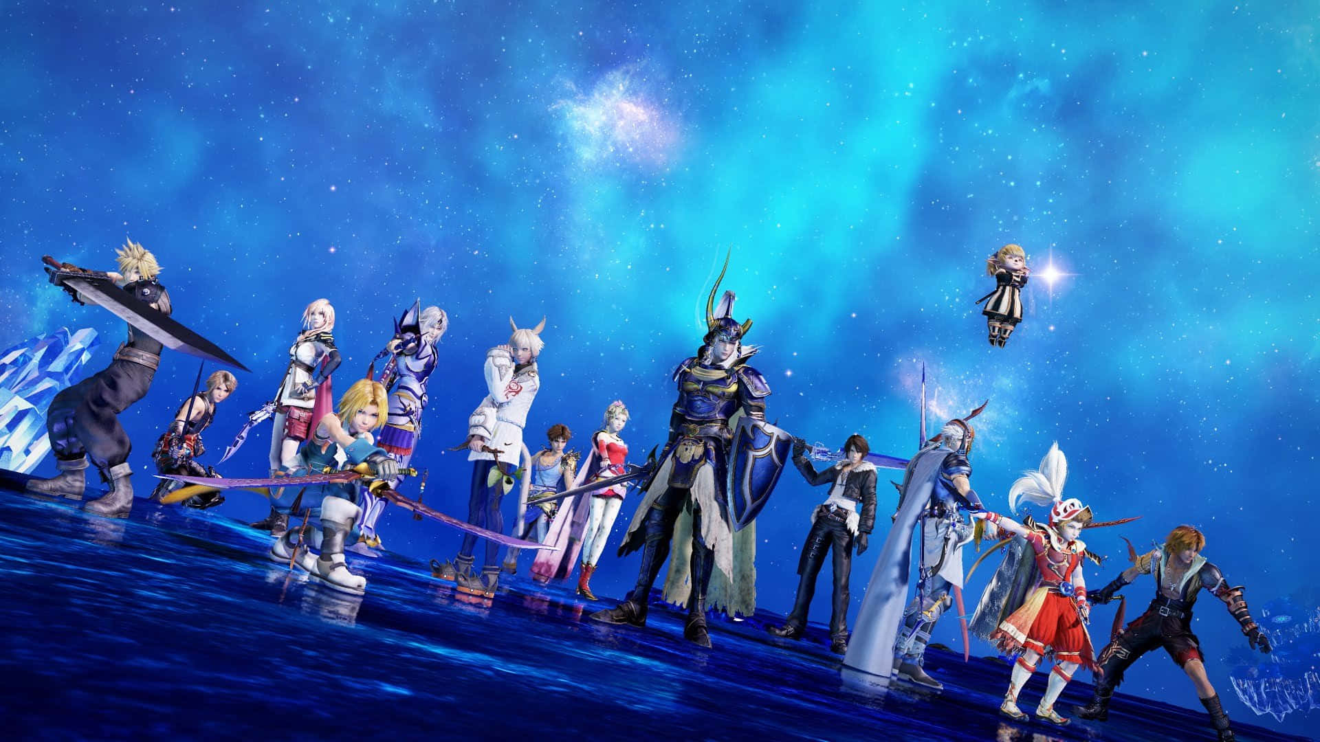 Epic Gathering of Iconic Final Fantasy Characters Wallpaper