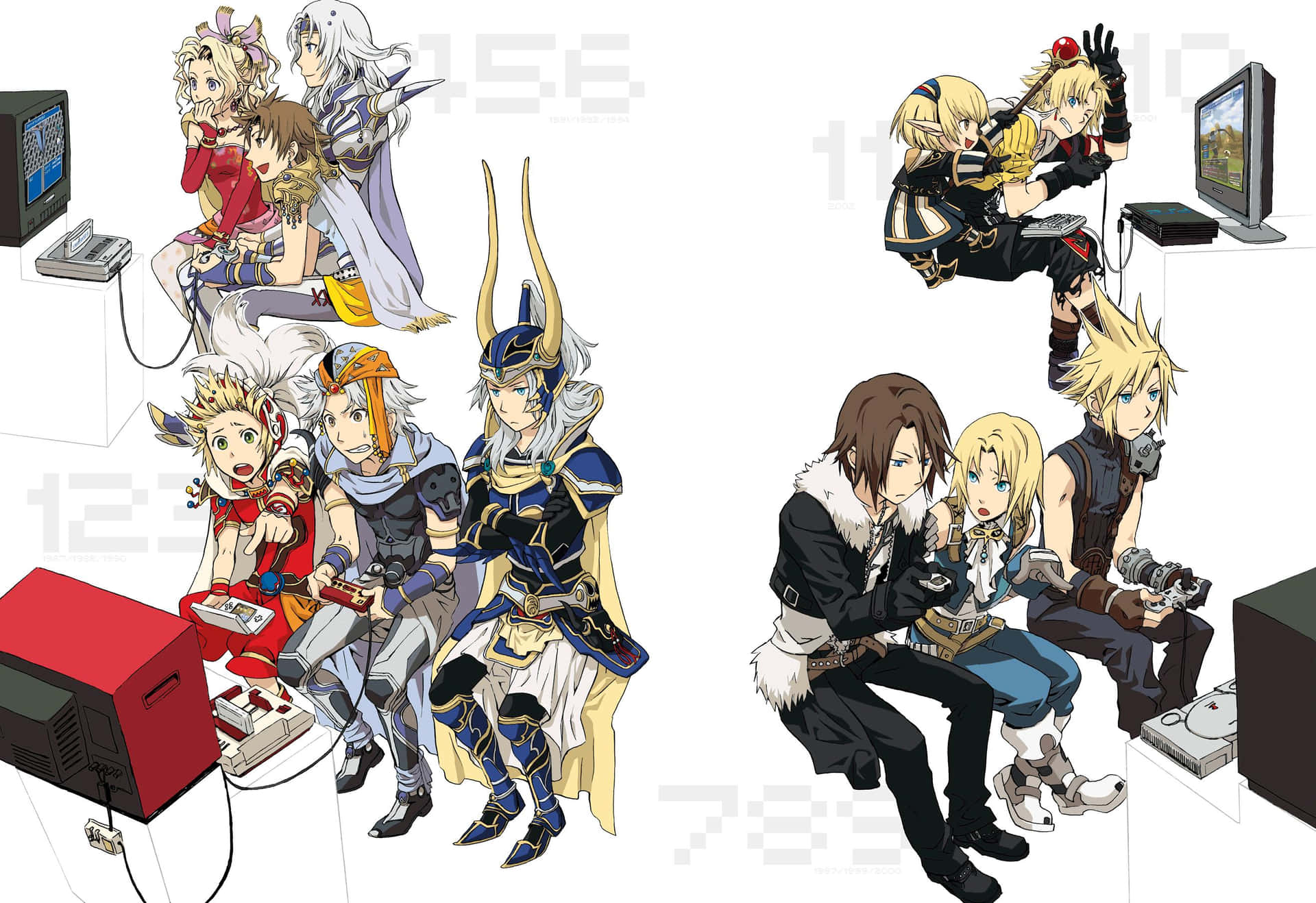 Final Fantasy Personages Spelen Videospellen Achtergrond