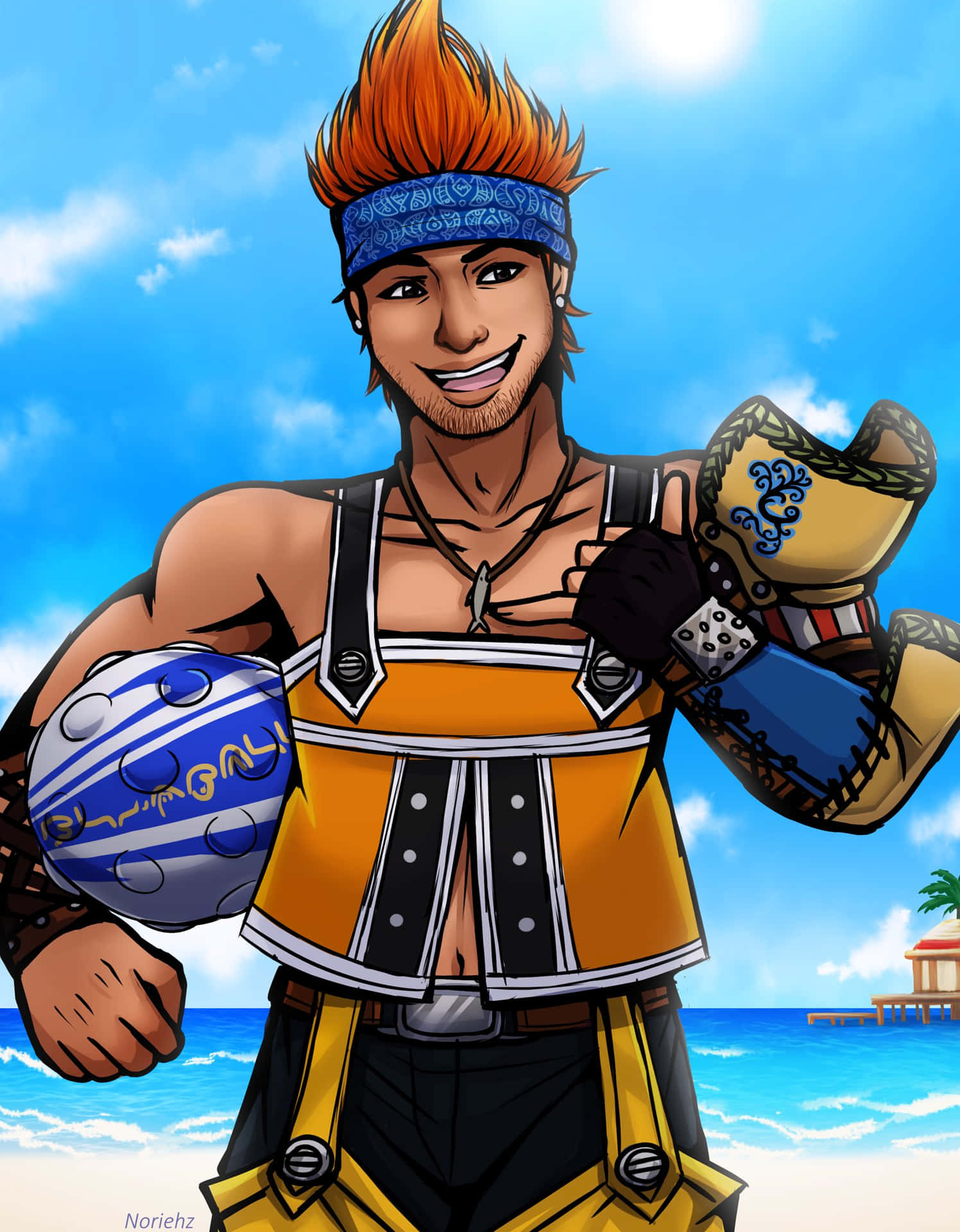 Final Fantasy Wakka Beachside Portrait Wallpaper