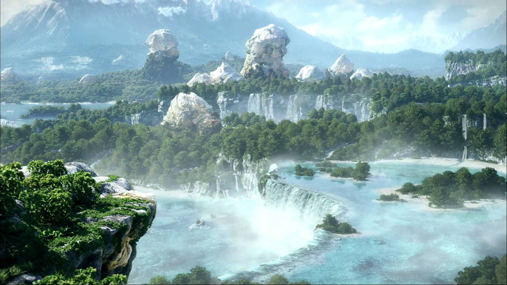 Final Fantasy Xiv Animated Hd Waterfall Wallpaper