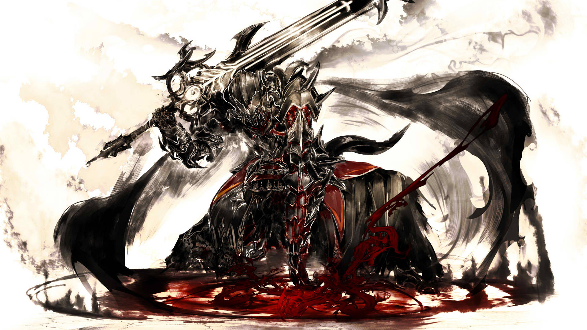 Caption: Dark Warrior in Final Fantasy XIV Wallpaper
