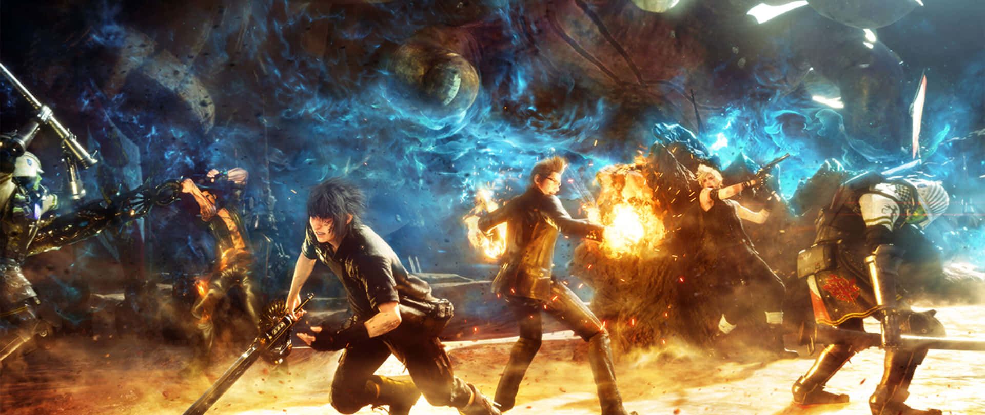 Final Fantasy XV Battlefield With Explosion Background