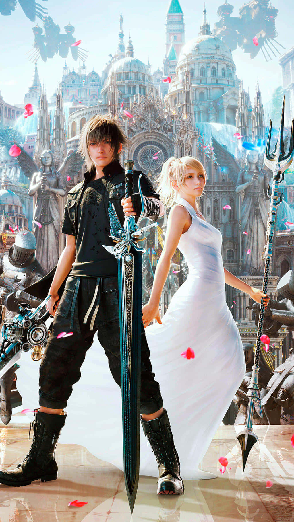 Fundode Tela De Lunafreya E Zack De Final Fantasy Xv.
