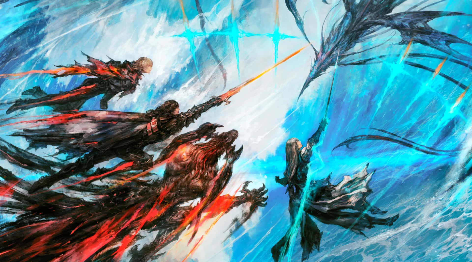 Final Fantasy16 Epic Battle Artwork Wallpaper
