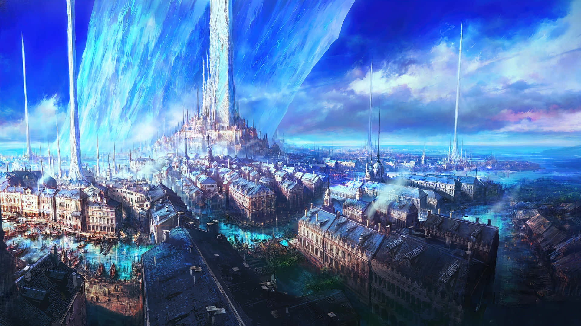 Final Fantasy16 Fantasy Cityscape Wallpaper
