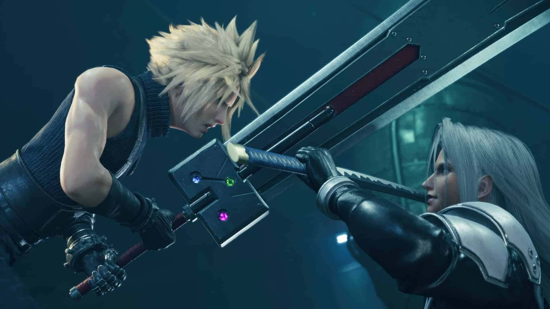 Final Fantasy7 Rebirth Cloudvs Sephiroth Duel Wallpaper