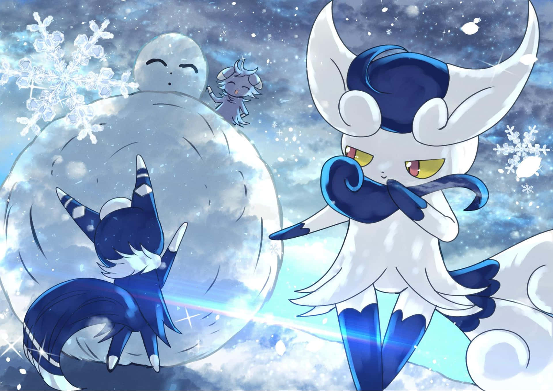 Final Forms Of Espurr In Snow Wallpaper