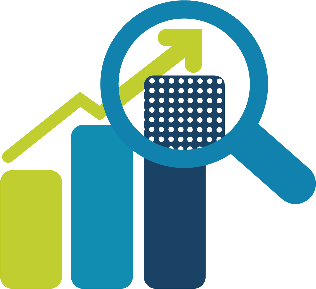 Financial Analysis Graph Magnifying Glass PNG