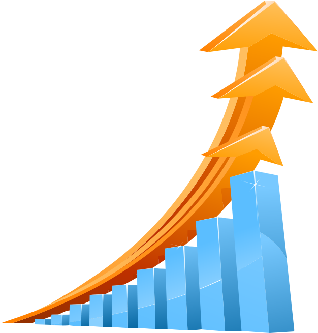 Financial Growth Chart With Arrows PNG