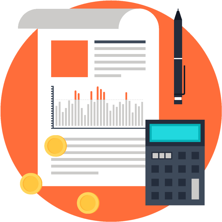 Financial Reportand Calculator Illustration PNG