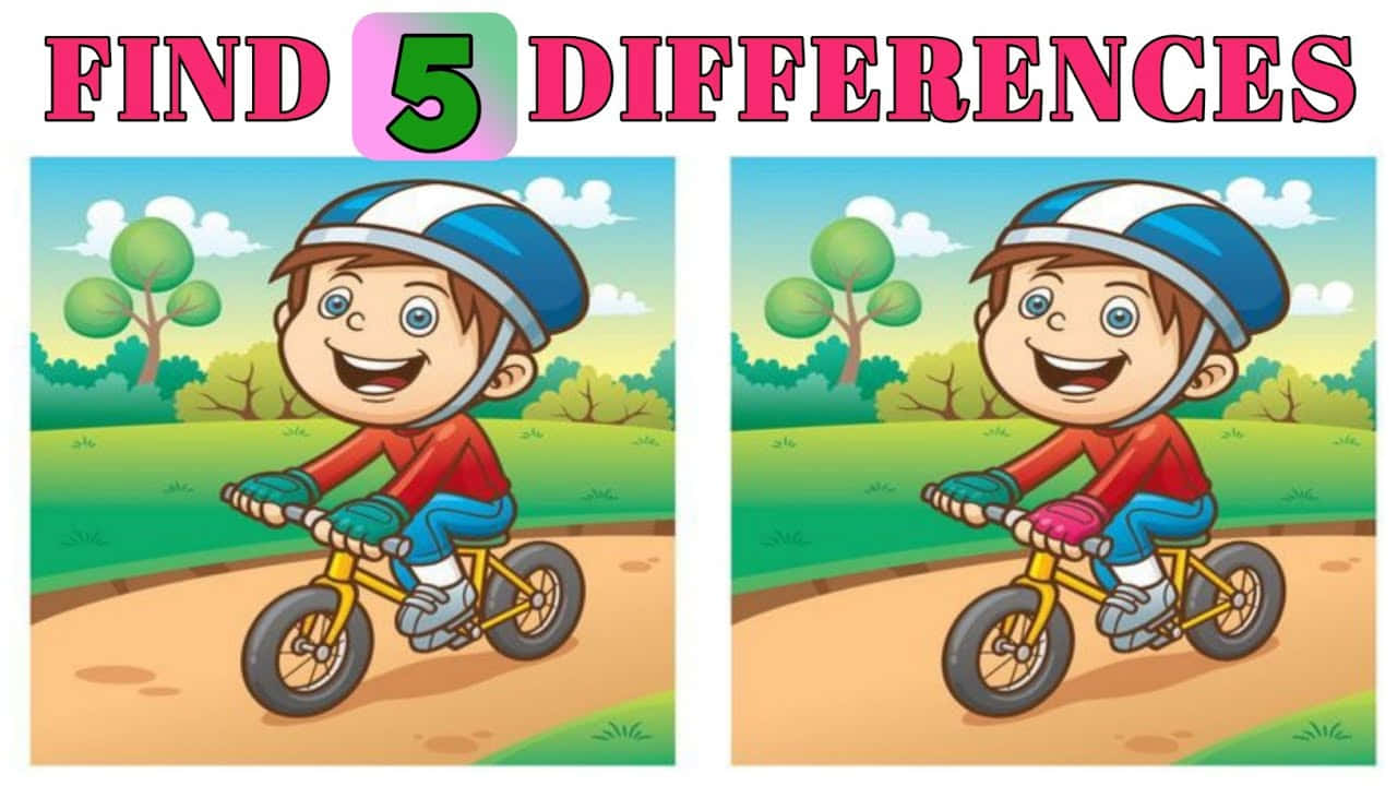 Lille Dreng Cykel Find Forskellen Billede Tapet