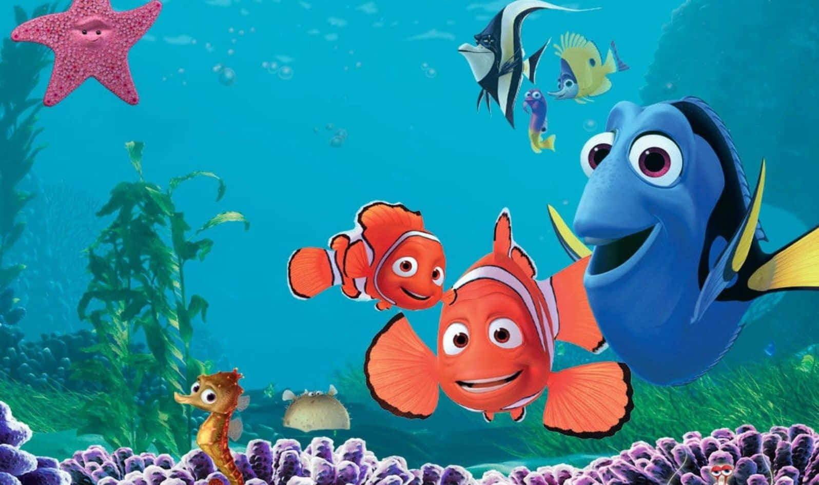 Caption: Immersive Underwater Adventure with Finding Nemo Characters