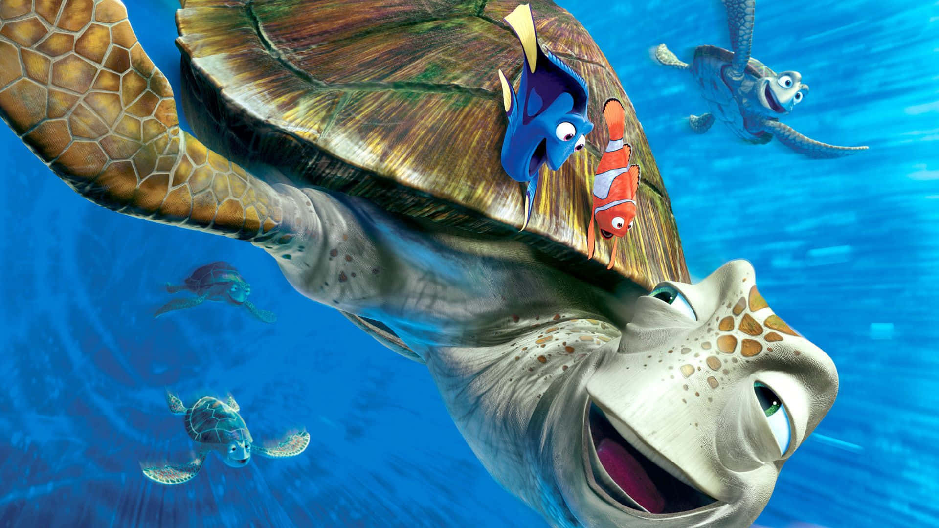 Nemo, Marlin, and Dory on an underwater adventure