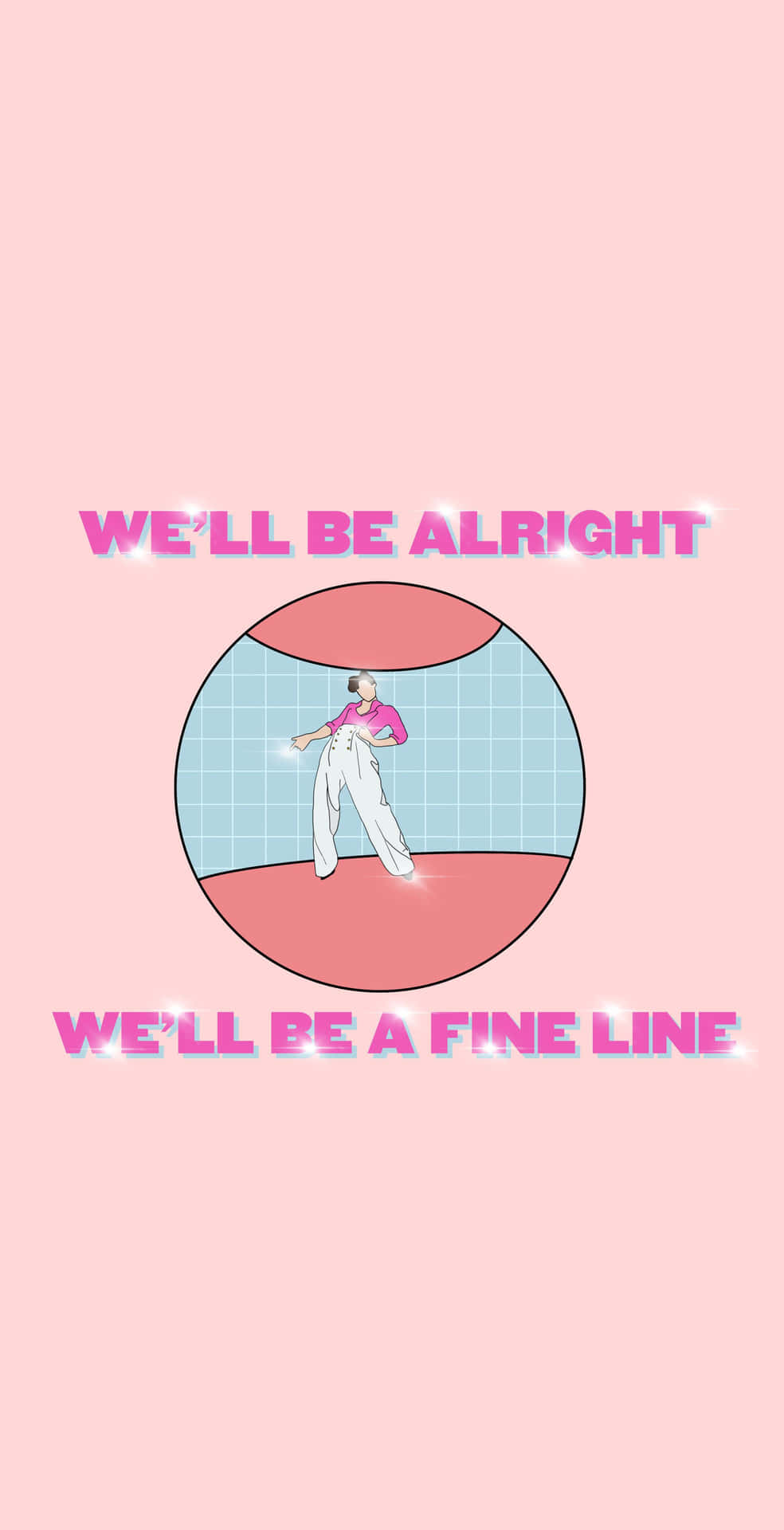 Fine Line Inspired Pink Graphic Wallpaper