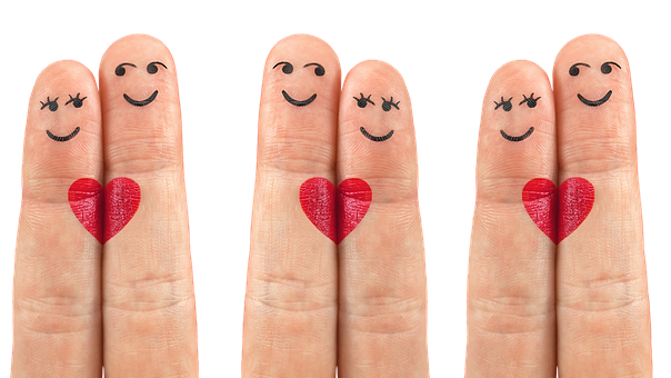 Finger Couple With Hearts PNG