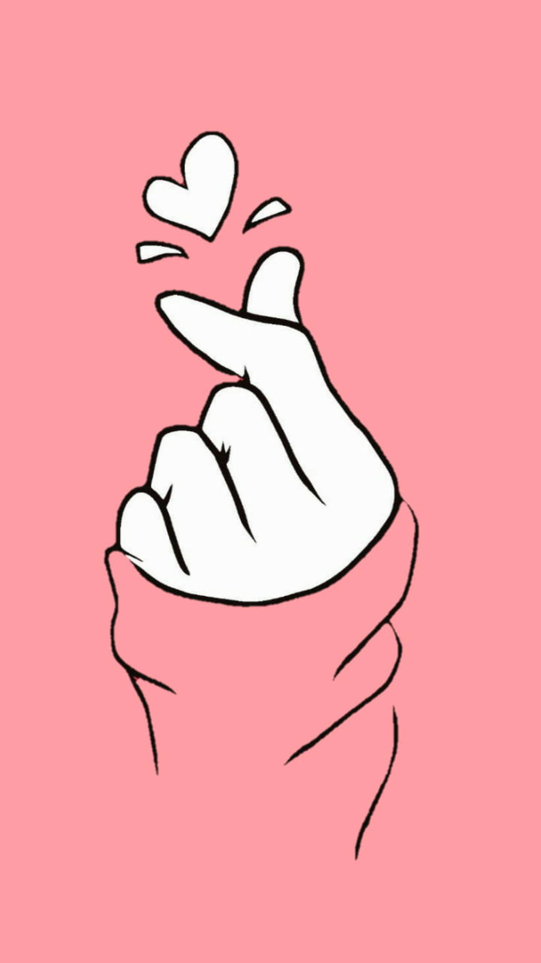 Finger Hjerte På Pastel Pink Wallpaper