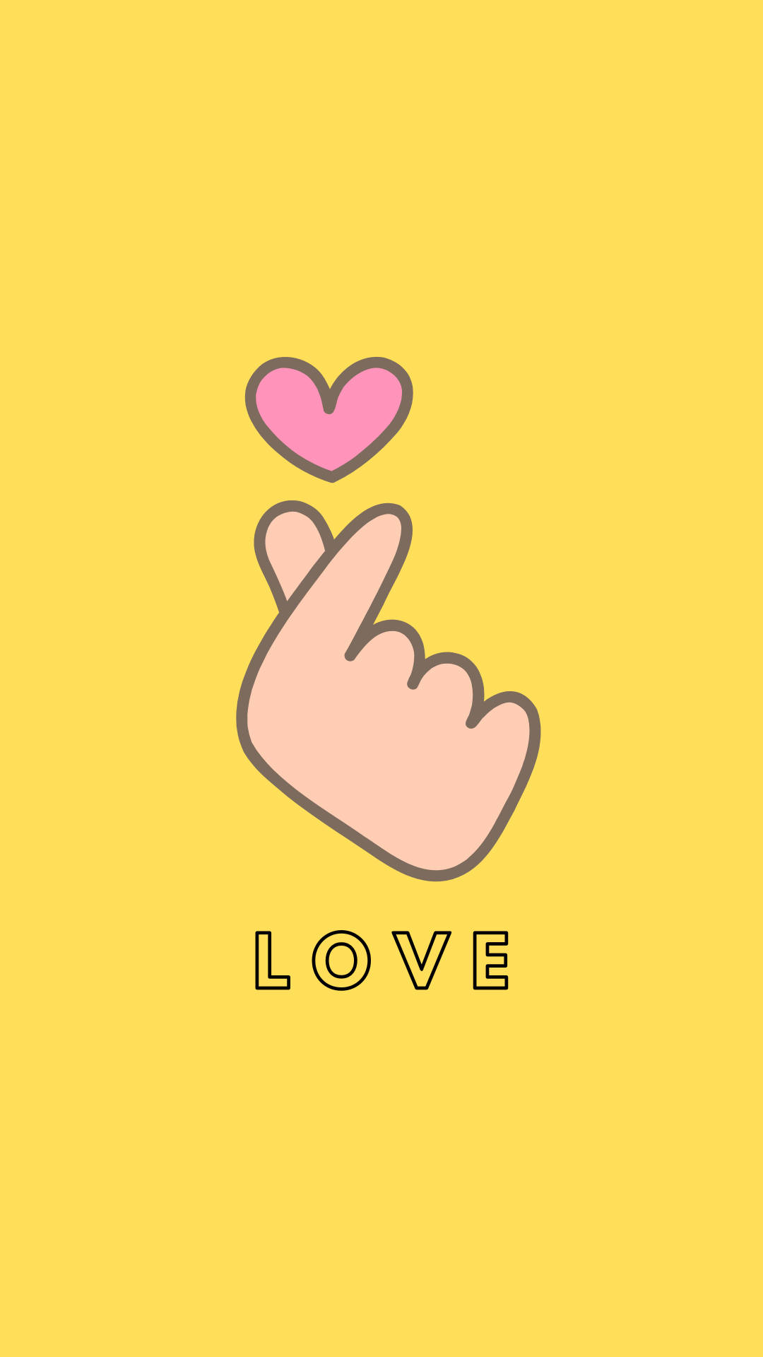 Download Finger Heart With The Word Love Wallpaper 