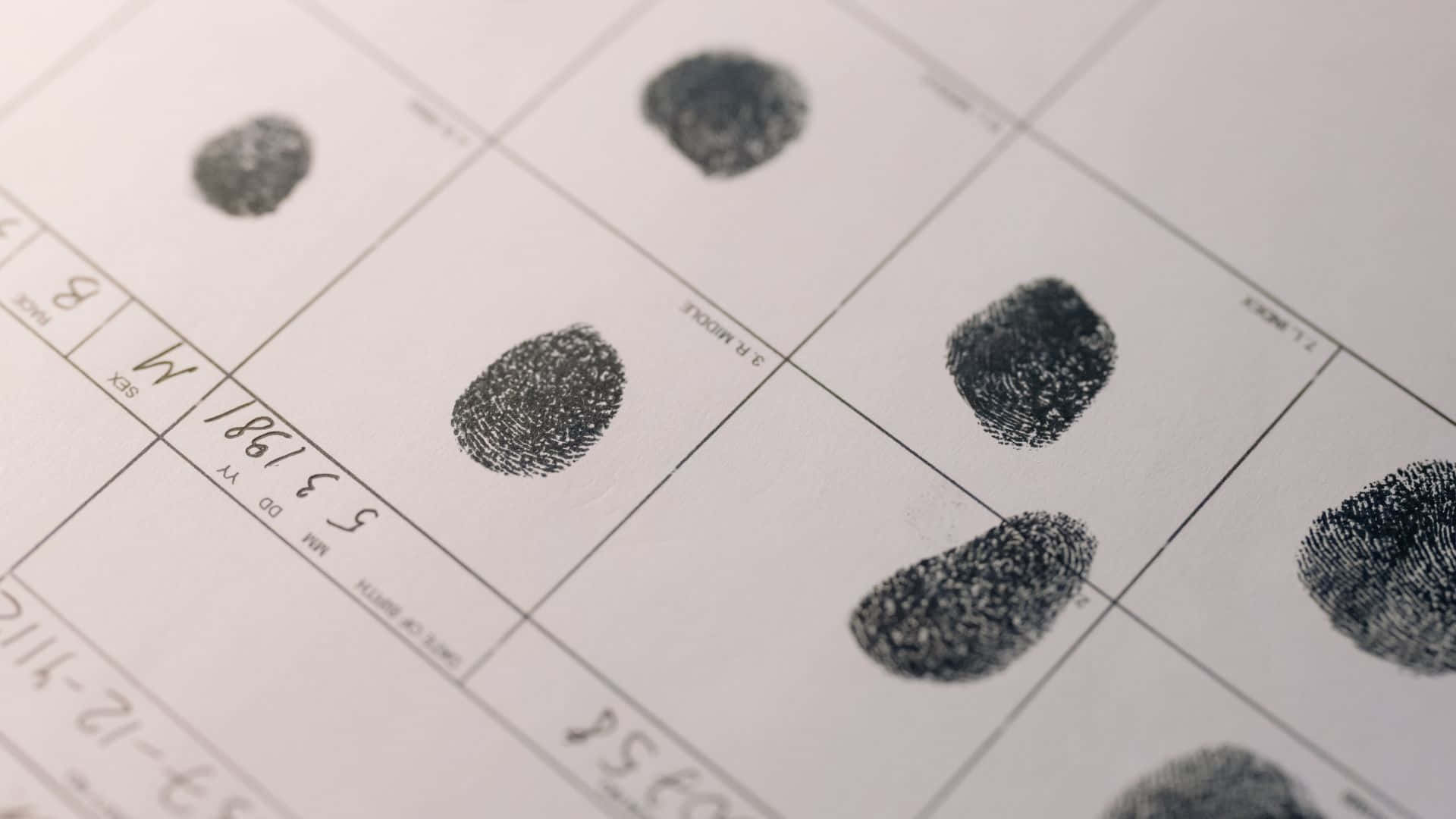Close-up image of a fingerprint pattern on a blue and black gradient background