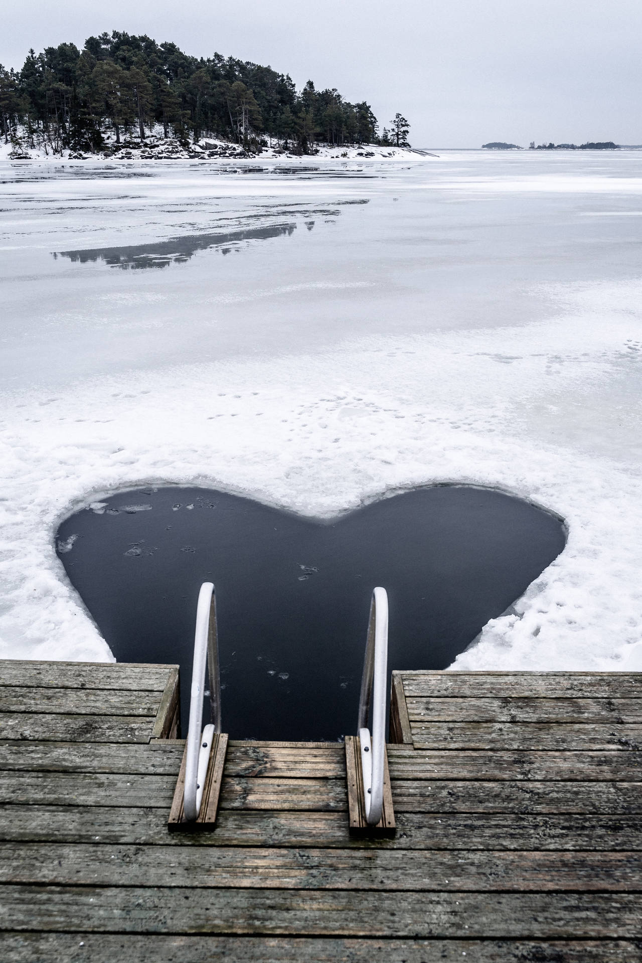 Finland Heart Shaped Icy Water