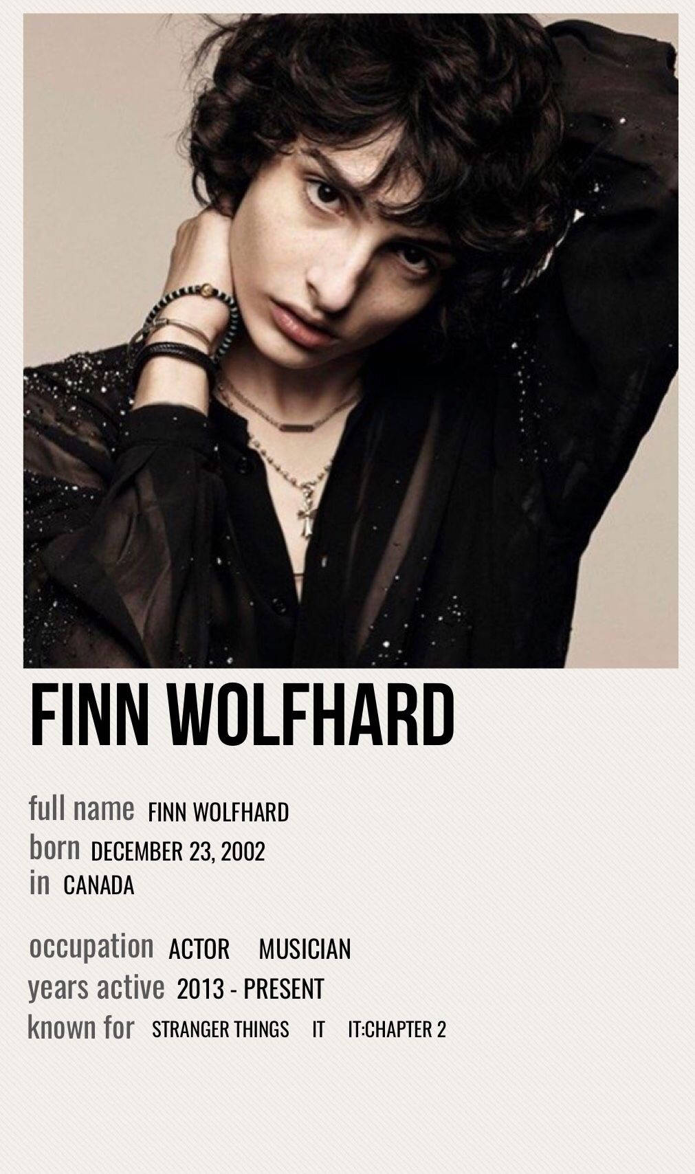Finn Wolfhard Actor Card Wallpaper