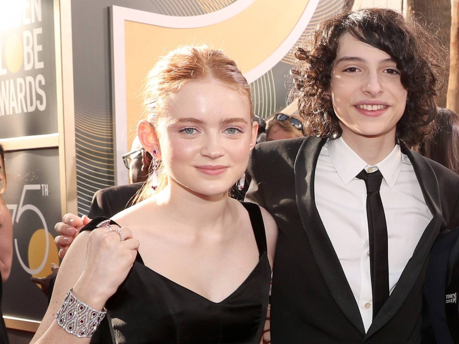 Download Finn Wolfhard With Co-star Wallpaper 
