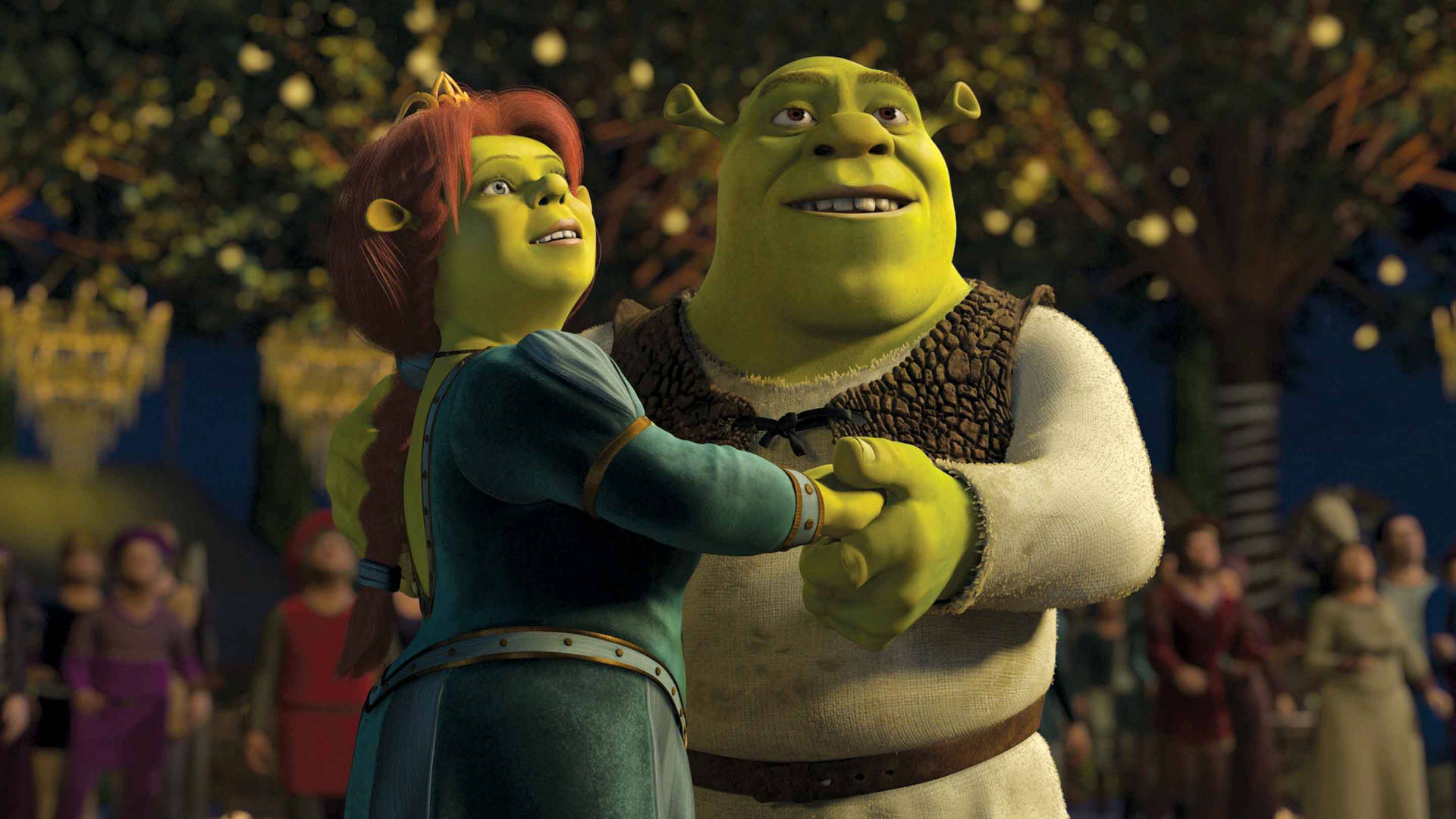 Fiona And Shrek 2 Holding Hands Wallpaper