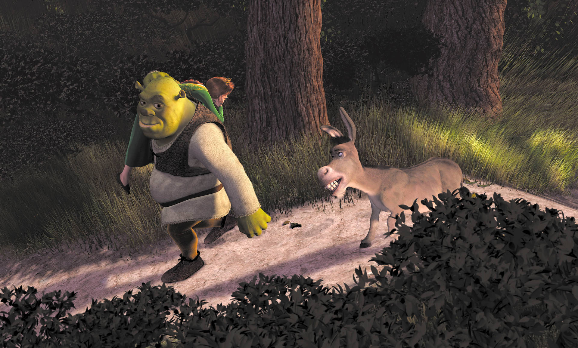 Fiona Carried By Shrek PC Wallpaper