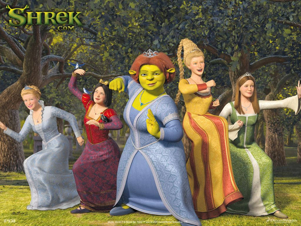 Fiona Med Andre Prinsesser Shrek 2 Tapet Wallpaper