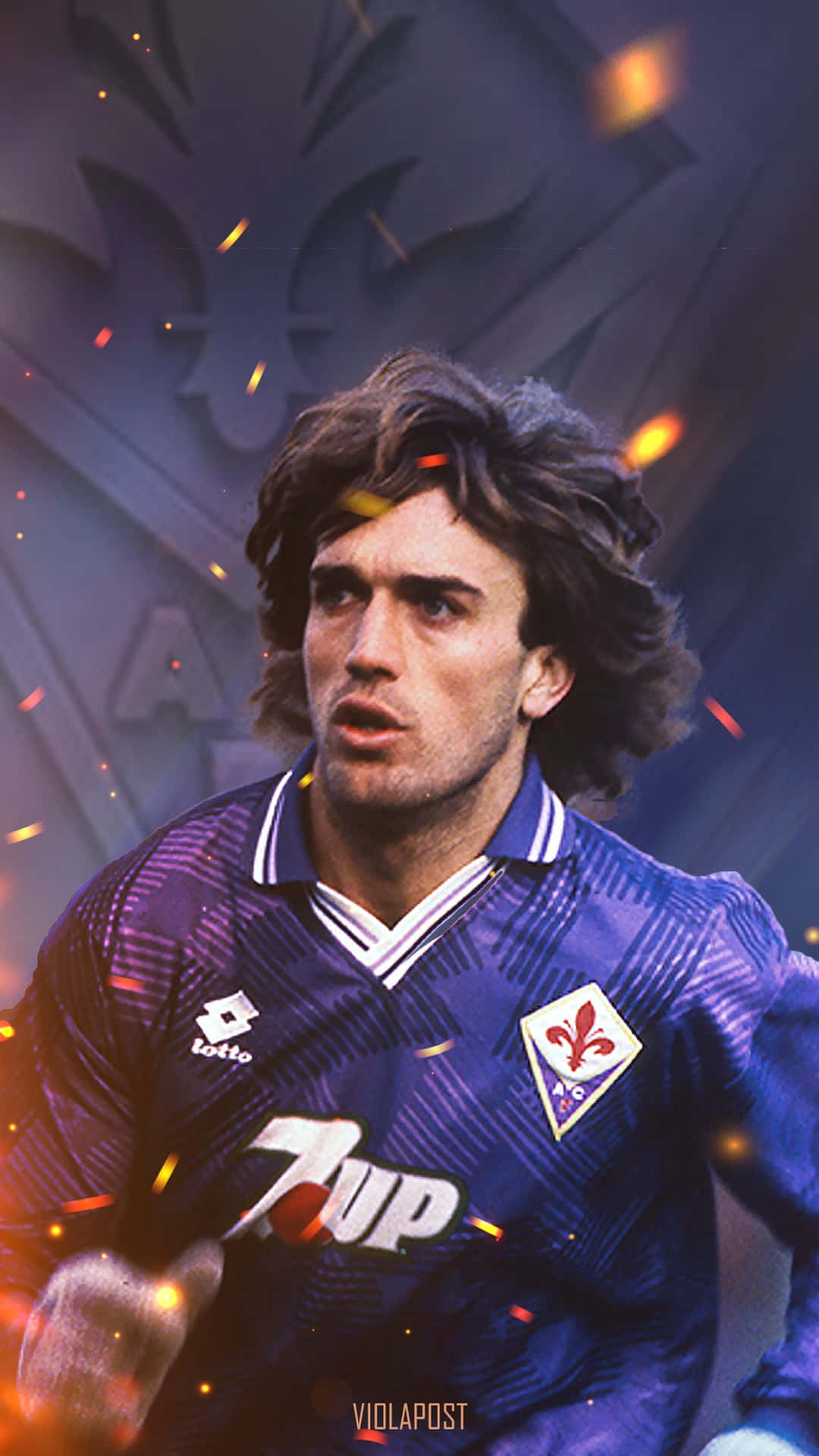 Póstercon Retrato De Gabriel Batistuta, Futbolista De La Fiorentina. Fondo de pantalla