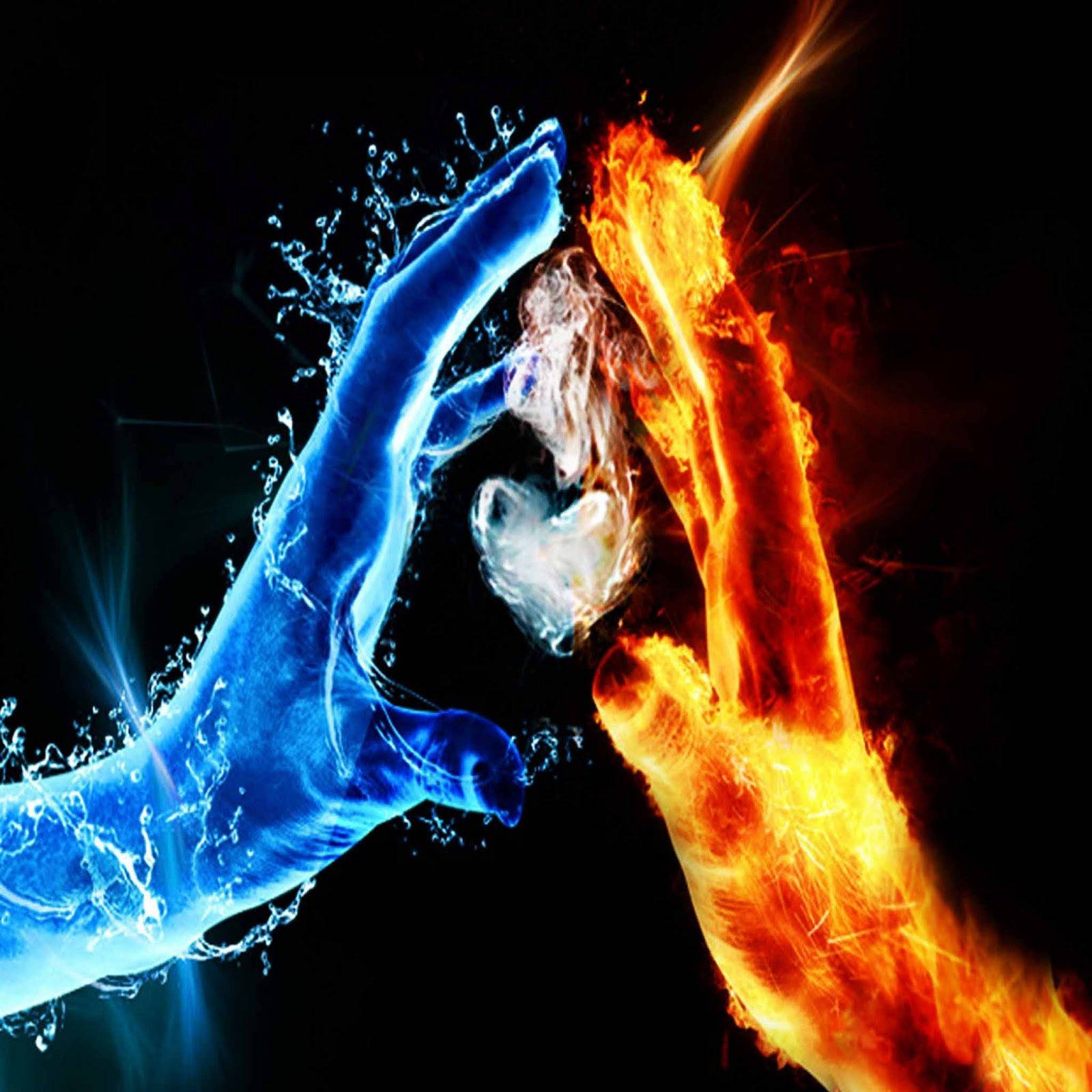 Fire And Ice Hand Wallpaper