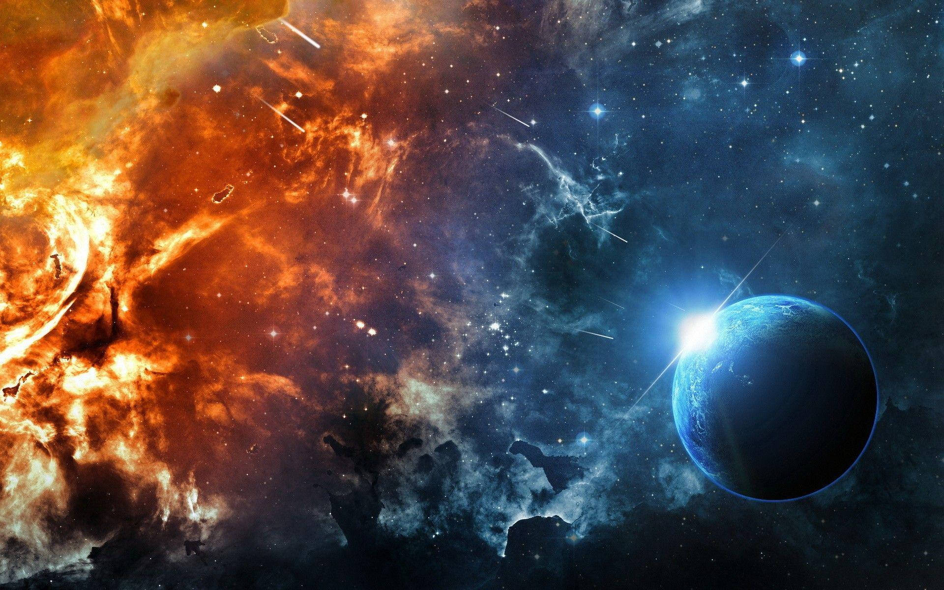 Fire And Ice Space Atmosphere Wallpaper