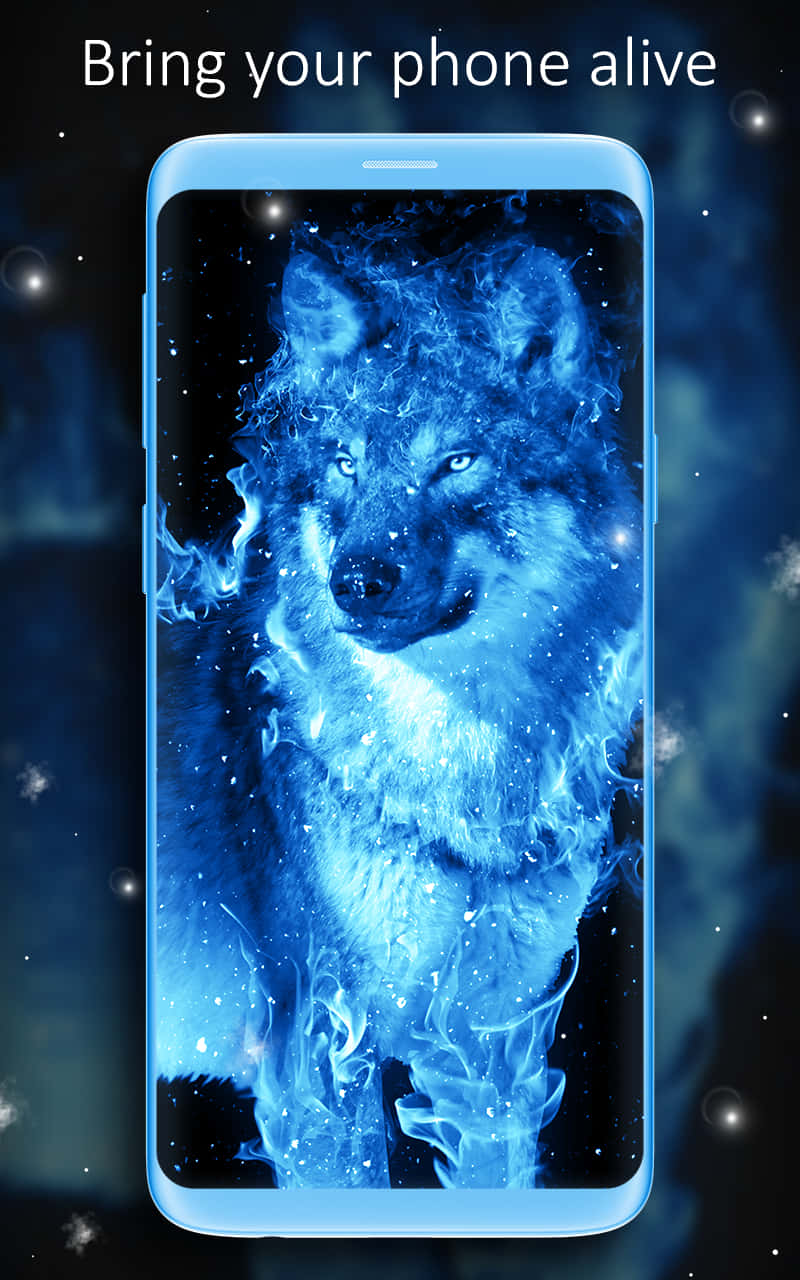 Howling in harmony: a Fire and Ice Wolf against a starry night sky. Wallpaper