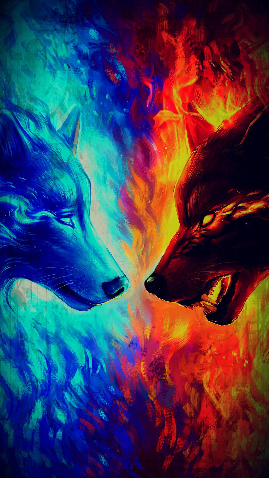 Fire And Ice Wolf Iphone Wallpaper