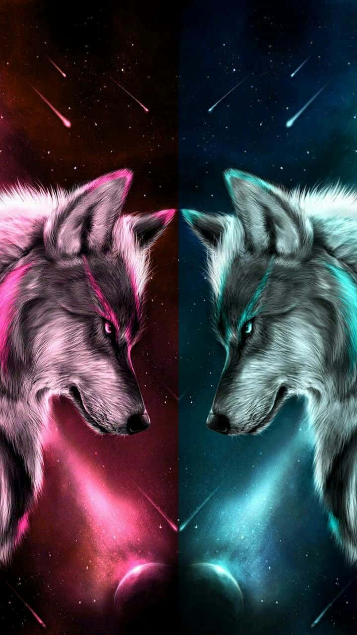 A Fire and Ice Wolf Ruling the Night Wallpaper