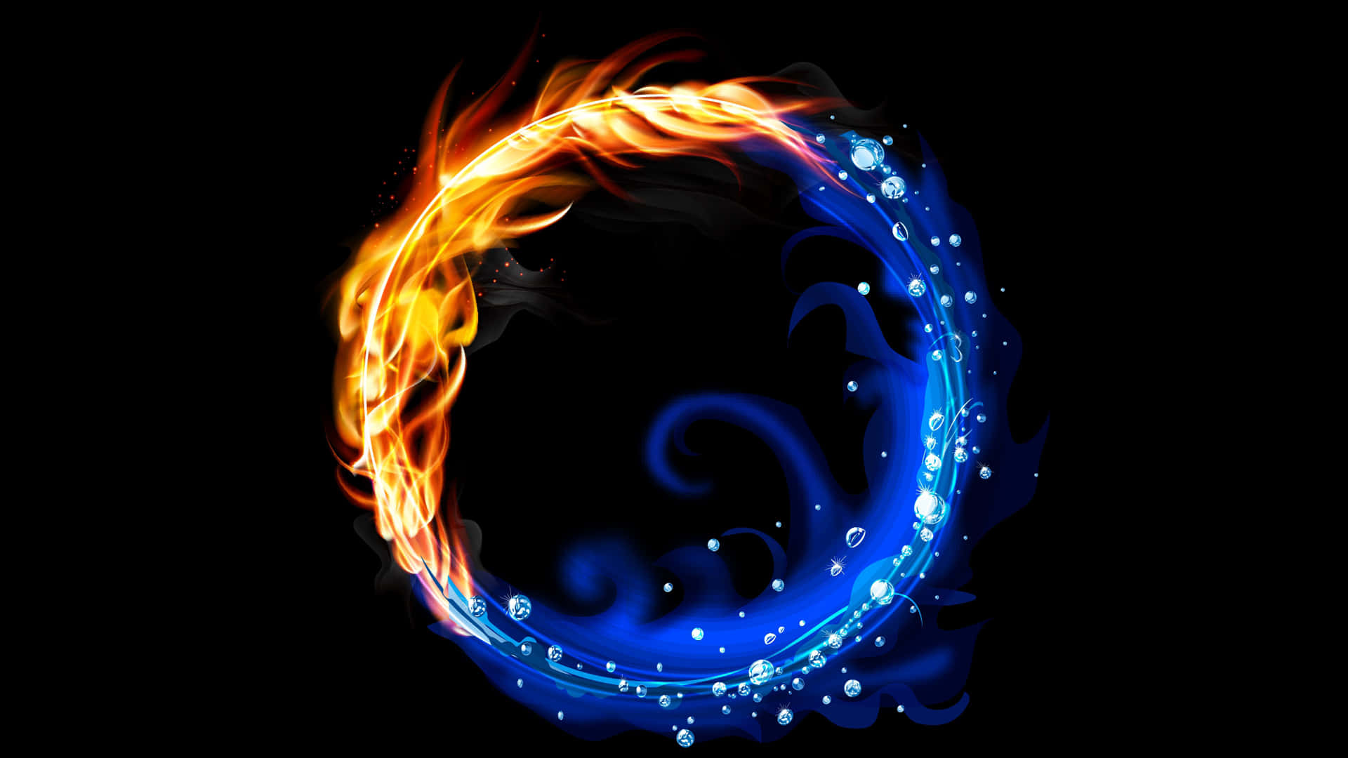 A Blue And Blue Fire Ring On A Black Background Wallpaper