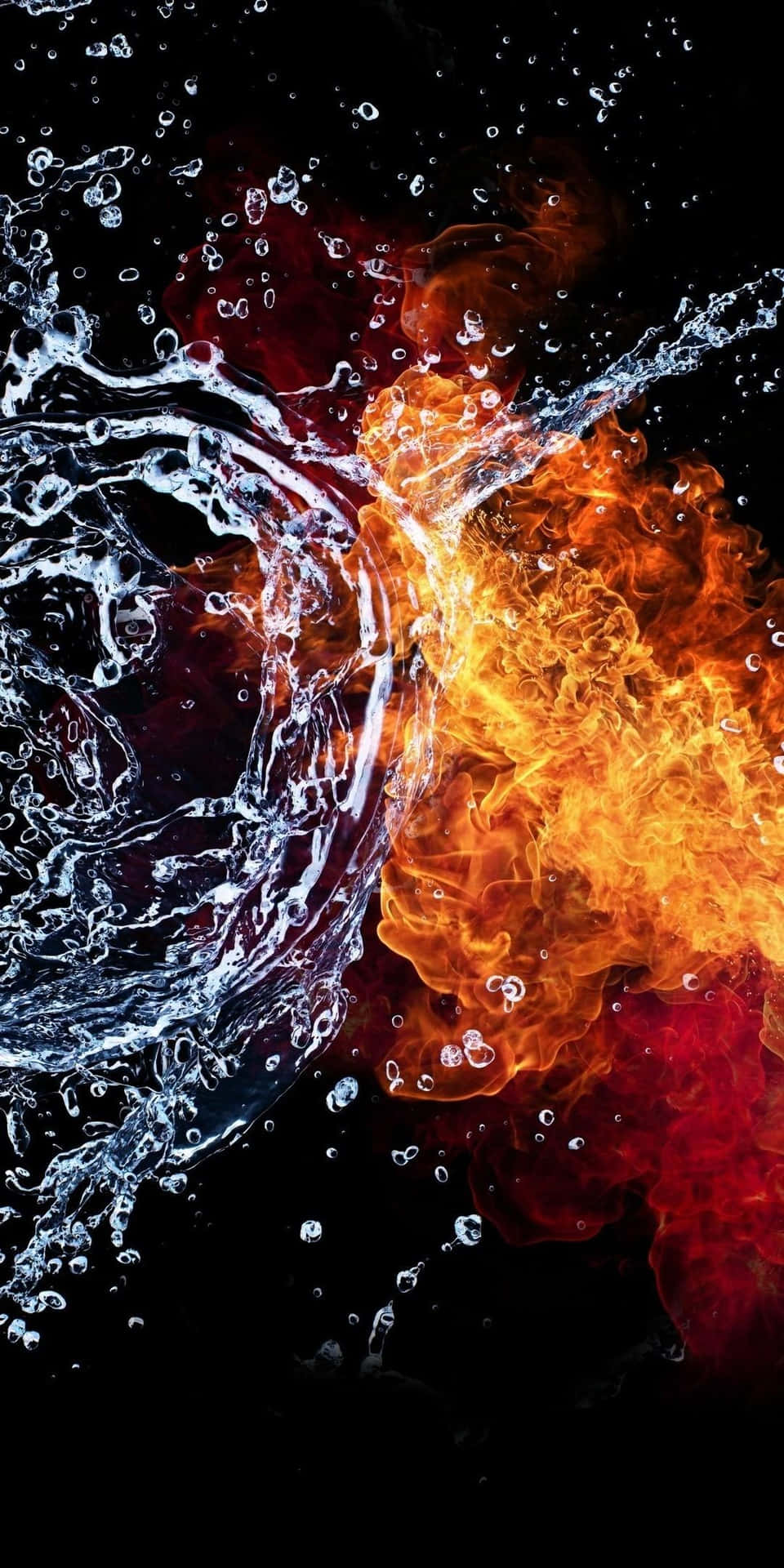 Feuertrifft Auf Wasser In Einer Explosiven Kollision Wallpaper