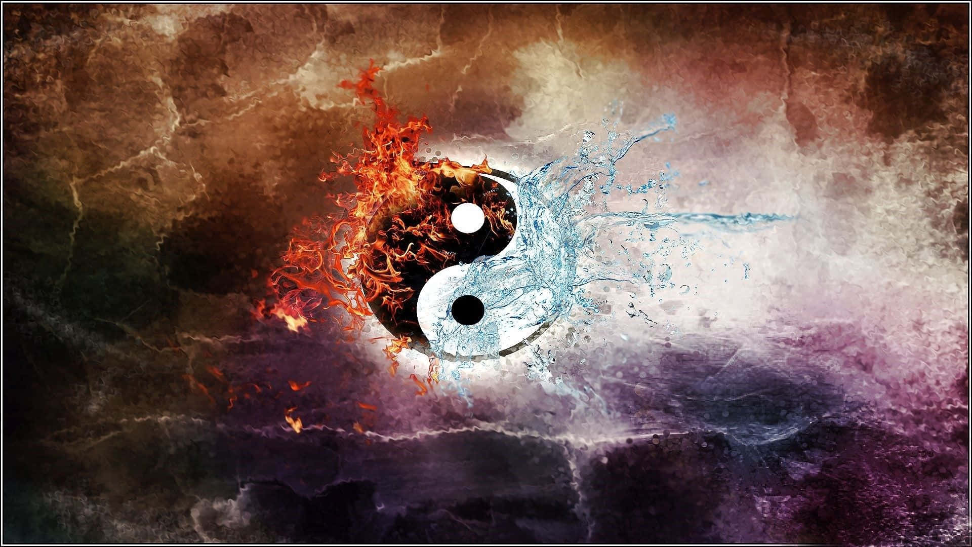 Fire And Water Burst On Yin Yang 4k Wallpaper