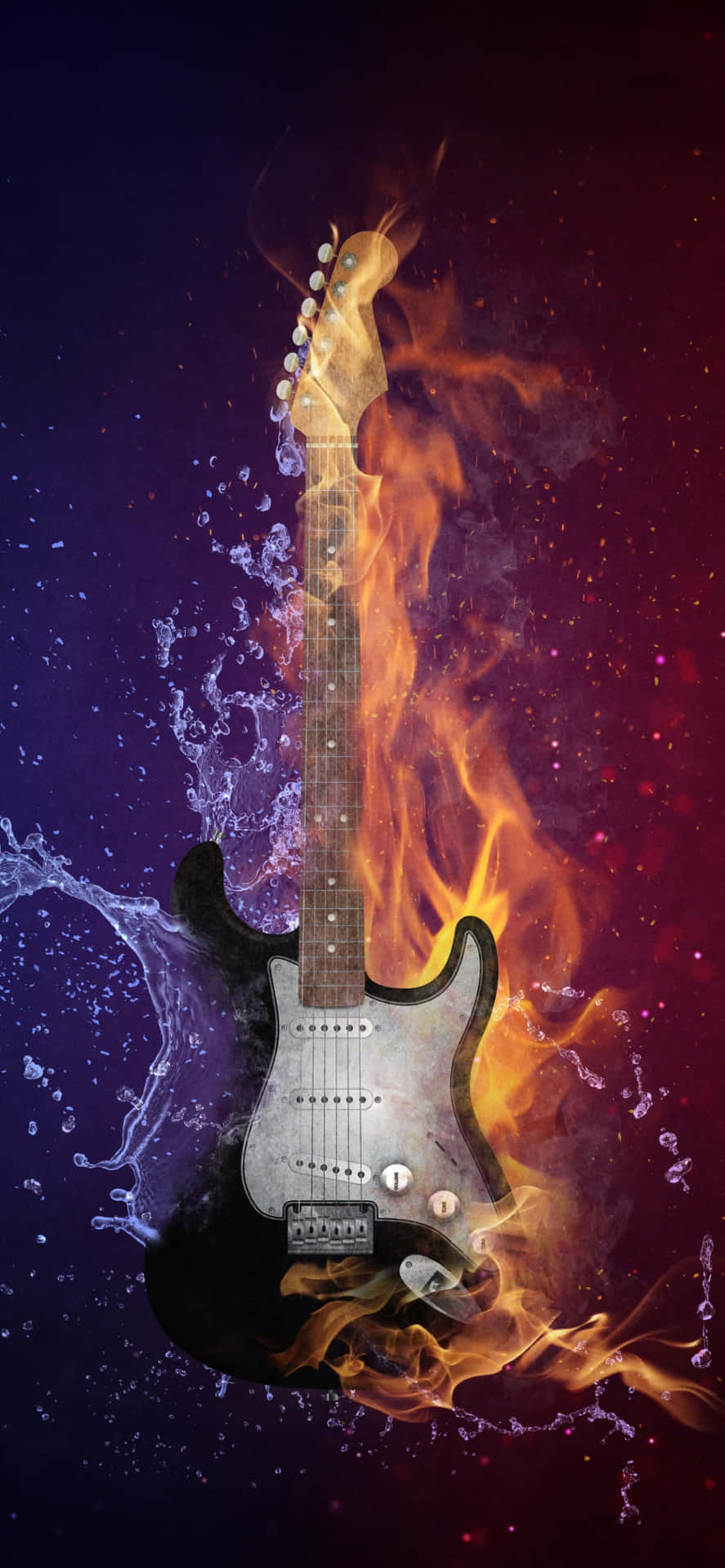 Fire And Water Electric Guitar Wallpaper