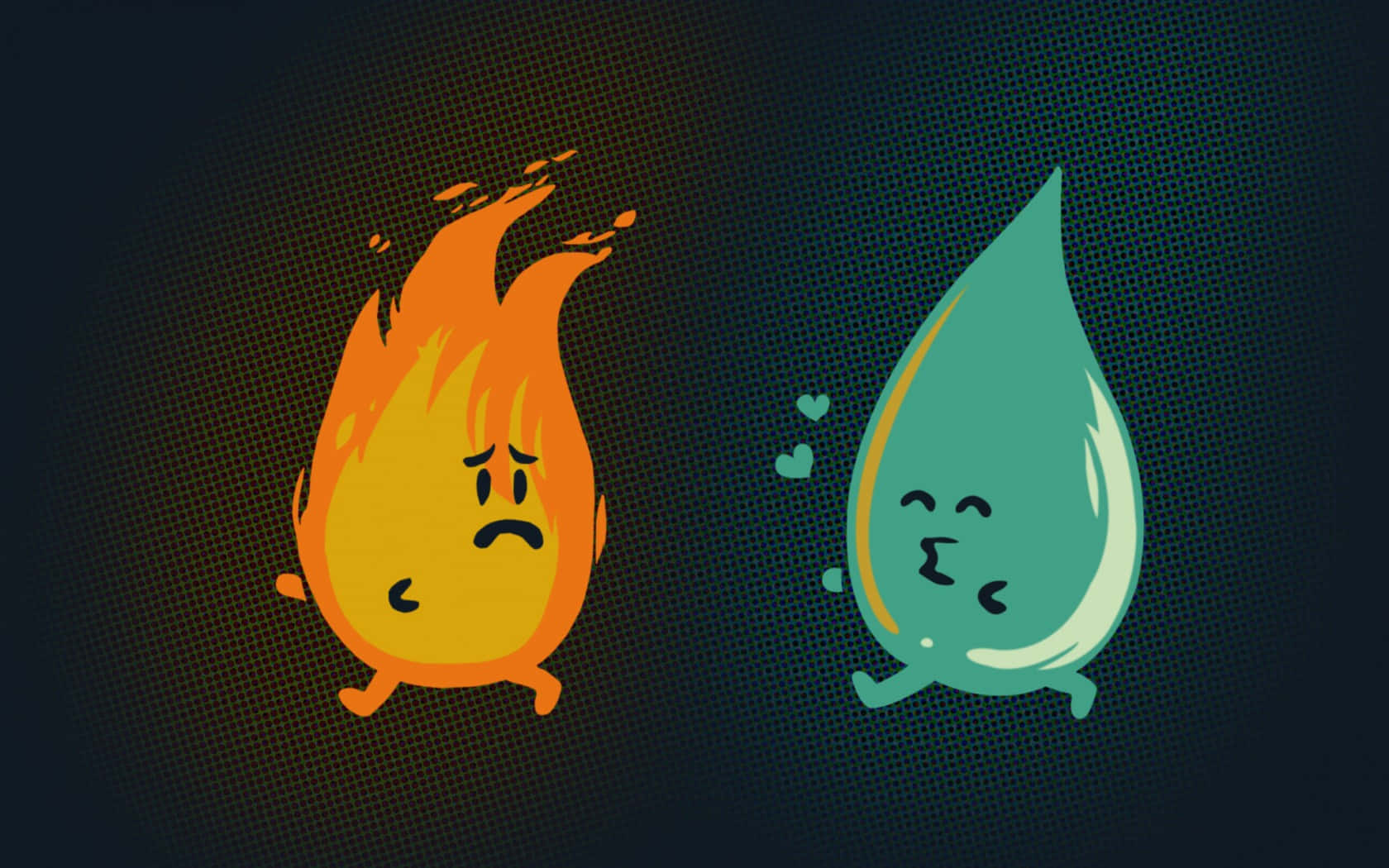 Two Cartoons Of Fire And Water Wallpaper