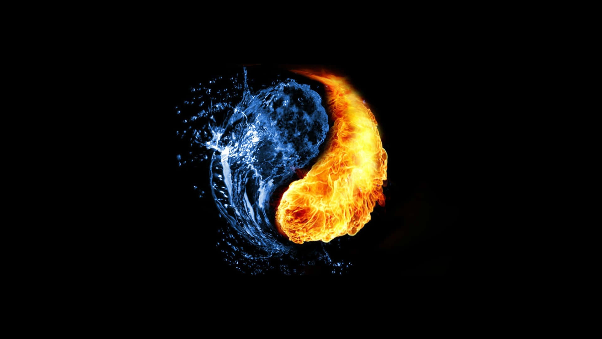 Yin Yang Symbol 4K tapet af ild og vand Wallpaper