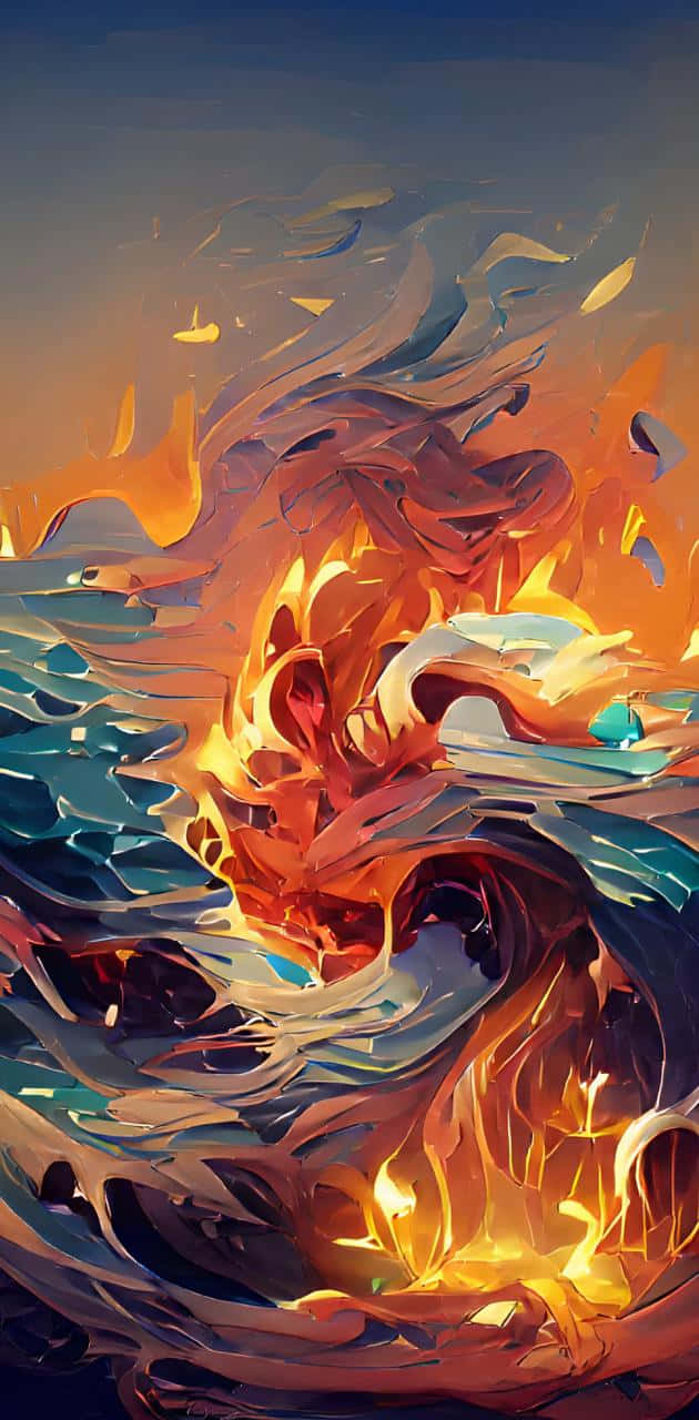 Kraften af ild og vand sammenflettet. Wallpaper