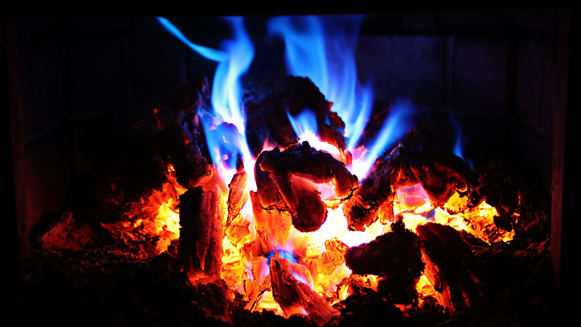 a fire in a fireplace