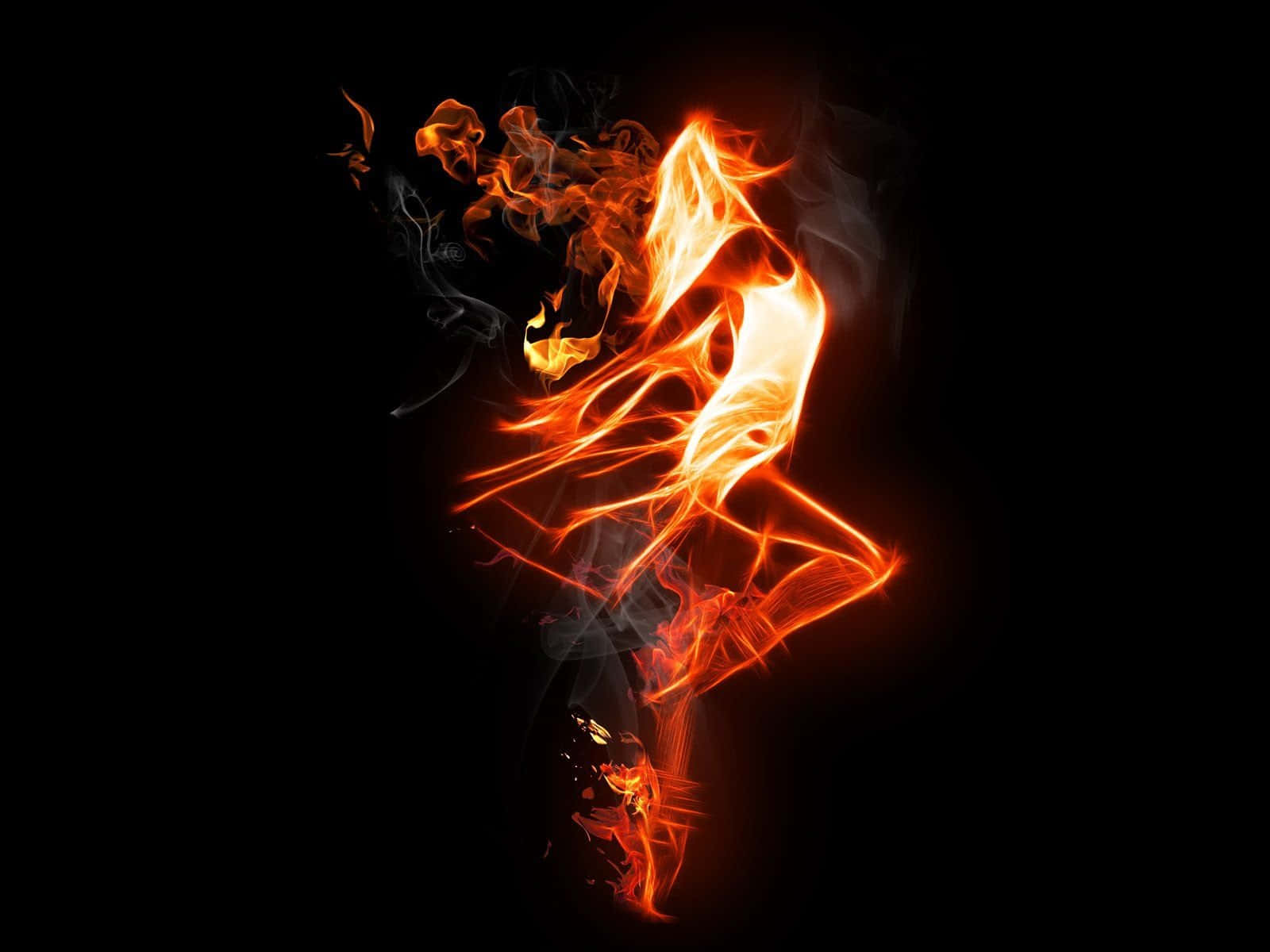 a fire dancer on a black background