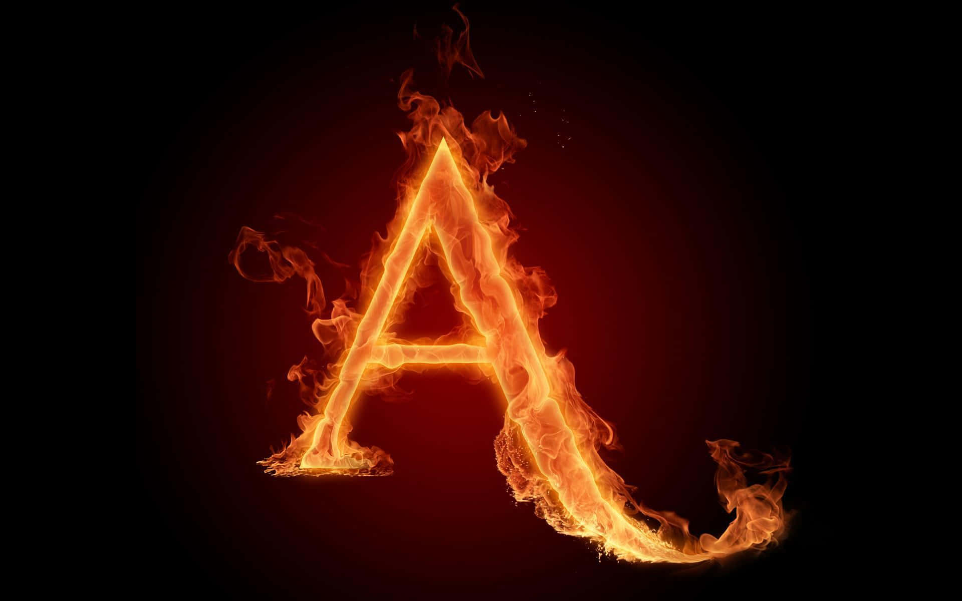 a letter in flames on a black background