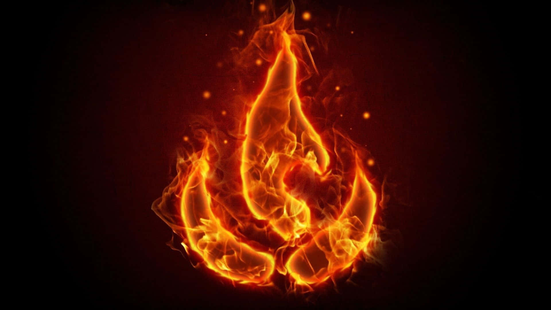 a fire symbol on a black background