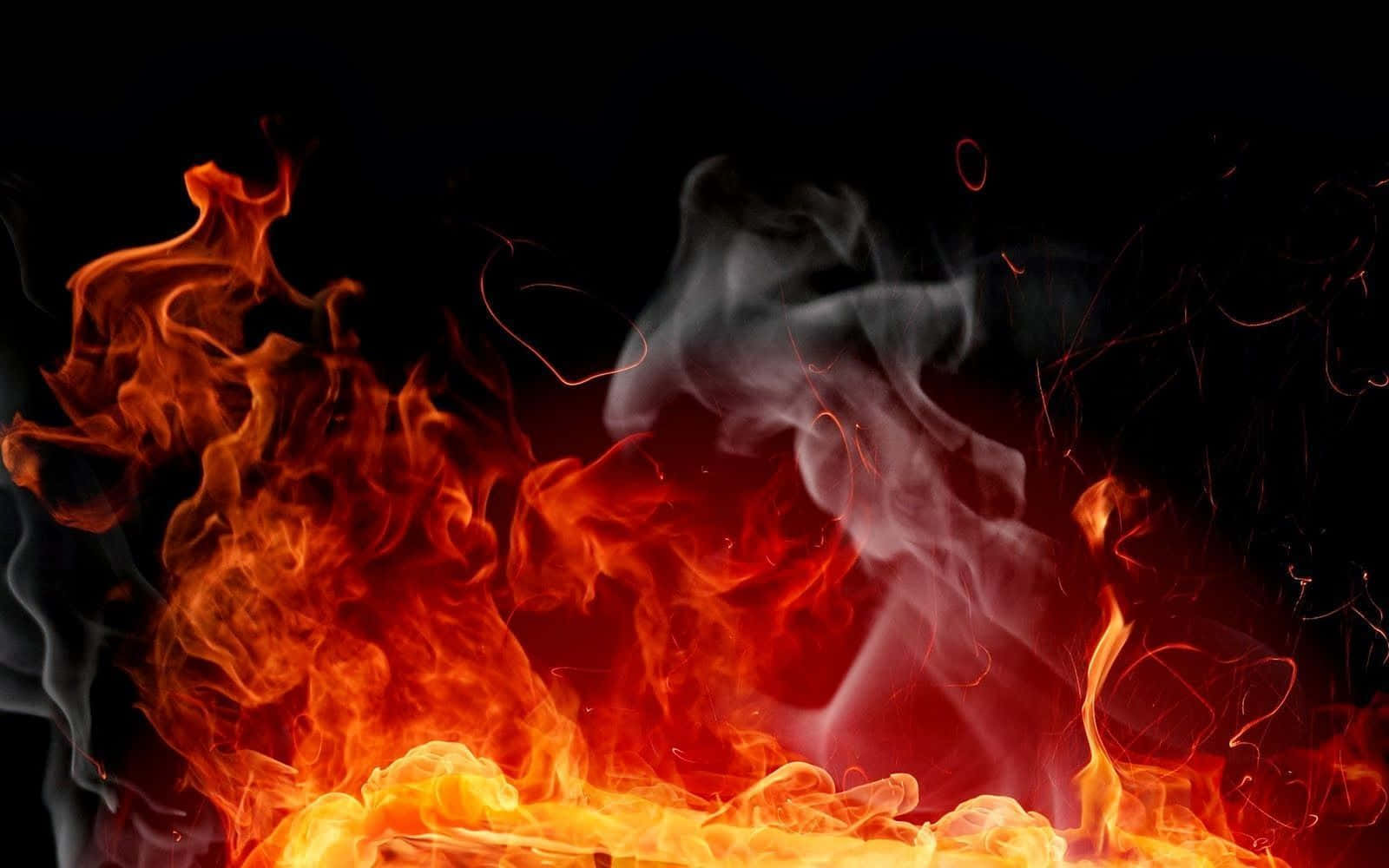 a fire burning on a black background