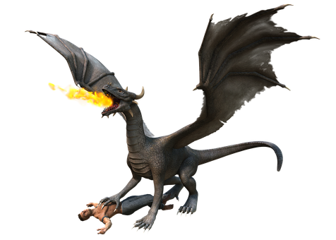 Fire Breathing Dragonand Man PNG