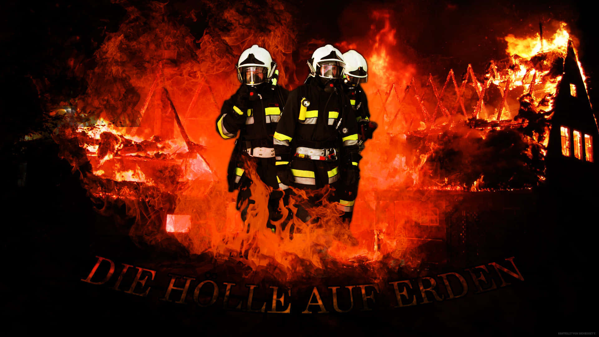 Firefighter Tackling A Dangerous Blaze Wallpaper