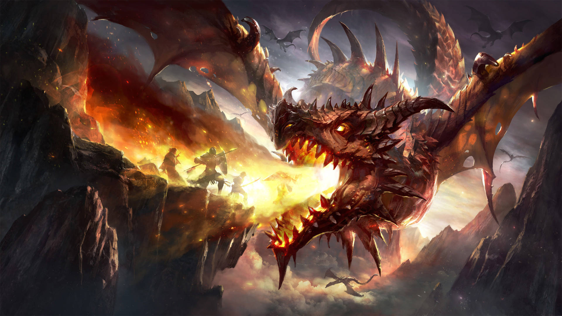 Fire Dragon Burning Warriors Wallpaper