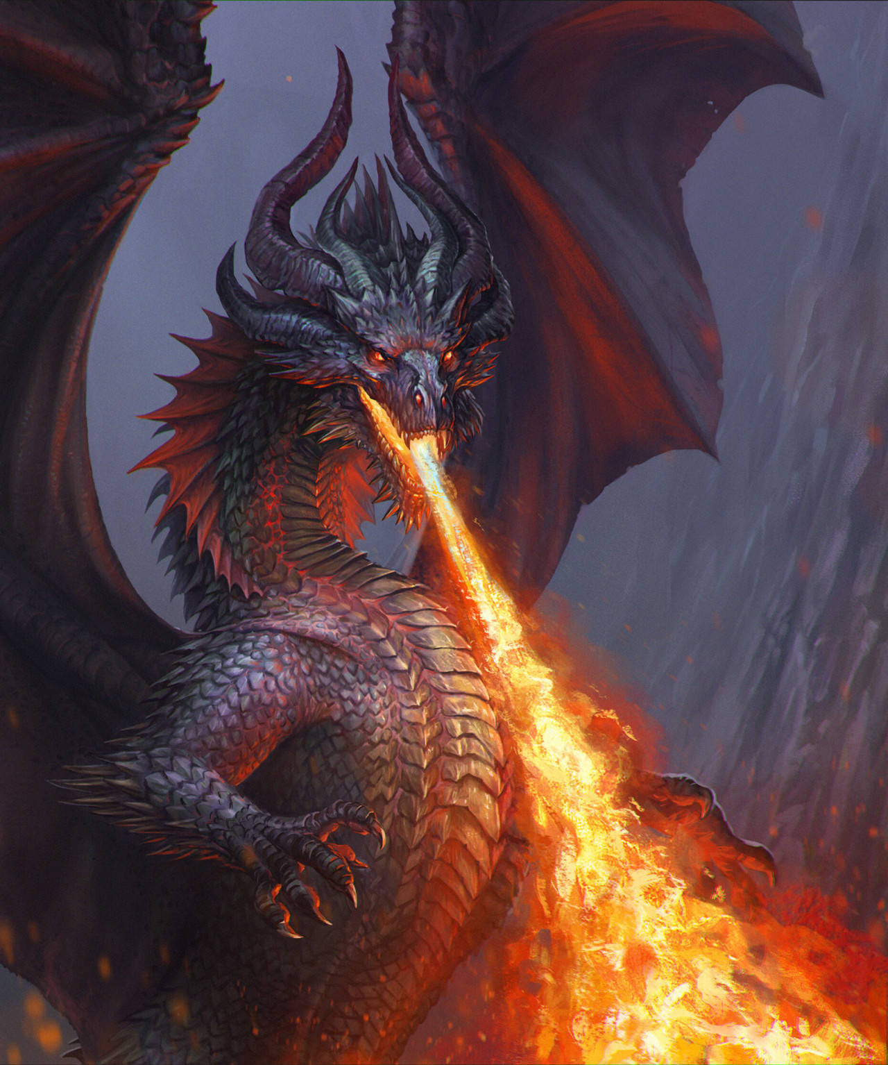 Fire Dragon With Blaze Wallpaper